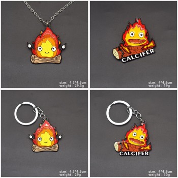 Howl's Moving Castle anime key chain necklace pins