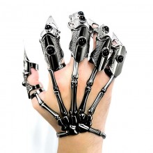 Punk Vintage Skull Ghost Claw Metal Pearl Ring Five Finger set