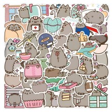 Pusheen cat anime waterproof stickers set(55pcs a ...