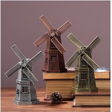 Vintage Dutch Windmill Metal Landmark Building Mod...