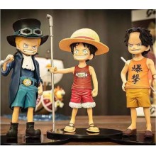 3pcs One Piece Luffy ACE Sabo childhood anime figu...