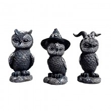 Magic Owl Mysterious Statue Cute Black Witches Owl Resin Figurine
