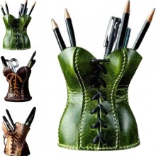 Stylish Leather Corset Pencil Cup Creative Funny P...