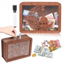 Wooden Piggy Bank Money Box with Counter