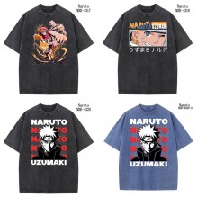 Naruto anime short sleeve wash water worn-out cott...