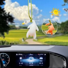 UV Color Changing Duck Car Rearview Mirror Pendant Keychain