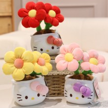 Hello Kitty anime potted plant flower plush doll