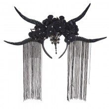 Gothic Halloween Devil Horns Antelope Headband Hea...