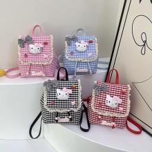 Hello Kitty anime plaid backpack bag