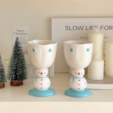 Christmas Cute 3D Snowman Shaped Hand Painted Tall Cup