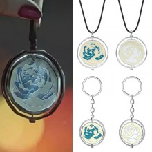 Legends Arcane Jinx Ekko Rotatable Blue Rose key chain necklace