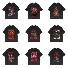Bleach anime short sleeve wash water worn-out cott...