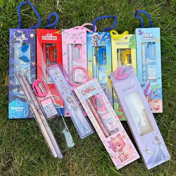 5 in 1 Frozen Spider-Man Pencil Sharpener Ruler Eraser Stationery Set