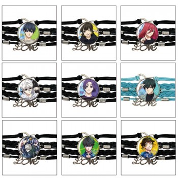Blue Lock anime braided gemstone bracelet hand chain