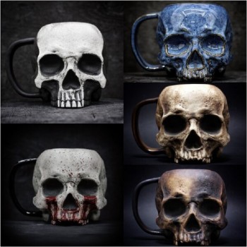 Funny Horror Viking Warrior Resin Skull Beer Cup Mug
