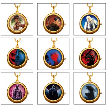 Berserk anime rotating necklace pocket watch