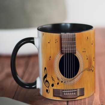 3D Metallic Guitar Pattern Ceramic Coffee Mug Cups