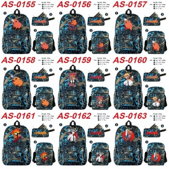 Chainsaw Man anime shoulder backpack bag pencil case set