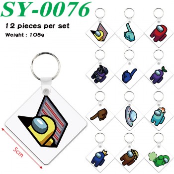 Among Us game two-sided Wooden MDF Key Chains(12pcs a set)