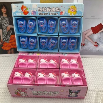 24pcs/set Sanrio Hello kitty Kuromi Stitch Slipper Modeling Erasers