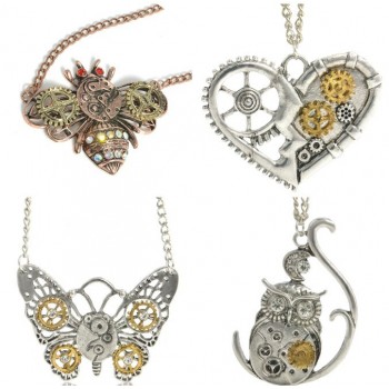 Steampunk mechanical gear butterfly necklace