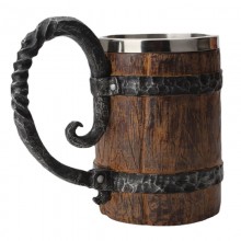 Simulation Wooden Barrel Beer Stainless Steel Doub...