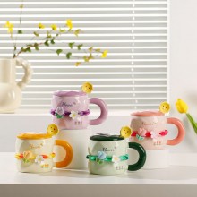 Household Lovely Flower Ceramic Cup Mug