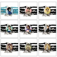 Attack on Titan anime braided gemstone bracelet ha...