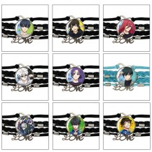 Blue Lock anime braided gemstone bracelet hand cha...