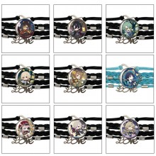 Genshin Impact game braided gemstone bracelet hand...