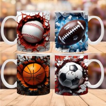 3D Basketball Football Rugby Ceramic Coffee Mug Cu...