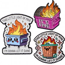 Sarcastic Dumpster Fire Alloy Enamel Brooch Pins