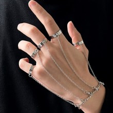 Punk Geometric Hip Hop Chain Wrist Bracelet Ring