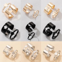 Vintage Simple Animal Butterlfly Star Moon Heart Open Couple Rings Set