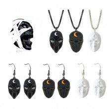 Moon Knight Mask Shape Necklace Earrings