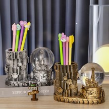 Creative European Time Crystal Ball Resin Pen Hold...