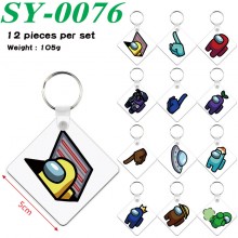 Among Us game two-sided Wooden MDF Key Chains(12pc...