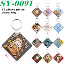 Labubu anime two-sided Wooden MDF Key Chains(12pcs...