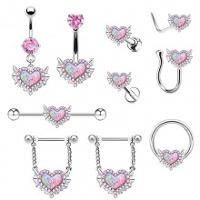 Pink Navel Belly Button Rings Nose Stud Clip Lip E...