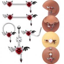 Demon Devil Bat Women Body Nose Stud Piercing Bell...