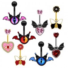 Demon Devil Bat Eye Women Body Piercing Belly Ring...