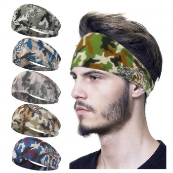 Camouflage Color Elastic Sports Headband Sweatband Headwear