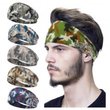 Camouflage Color Elastic Sports Headband Sweatband Headwear
