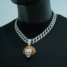 Joker Alloy Iced out Diamond Pendant Cuban Chain N...