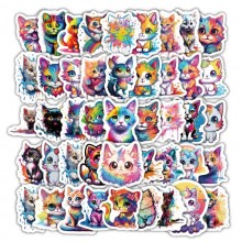 Colorful Rainbow Cat waterproof stickers set(60pcs...