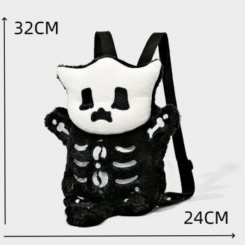 Halloween Fashion Skull Plush Backpack Bag