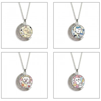 Chiikawa anime Two-sided Rotatable Round Crystal Necklace