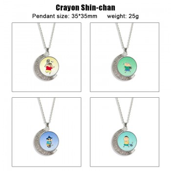 Crayon Shin-chan anime Two-sided Rotatable Round Crystal Necklace