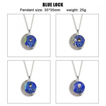 Blue Lock anime Two-sided Rotatable Round Crystal Necklace
