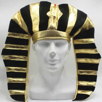 Pharaoh Hat Black Gold Kings Tut Egyptian Costume Snake Head Hat